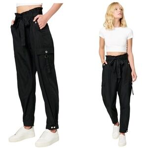 Blank NYC The Time Machine Paper Bag Waist Sz 29 Black Cargo Joggers NWT Ret $98
